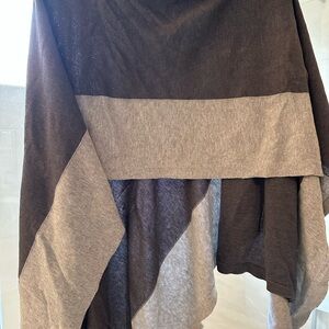 Eileen Fisher Colorblock Poncho in Charcoal and Taupe